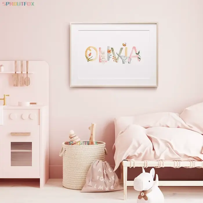Toile de peinture avec nom pour pépinière