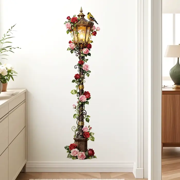 Autocollants muraux vintage en forme de lampadaire
