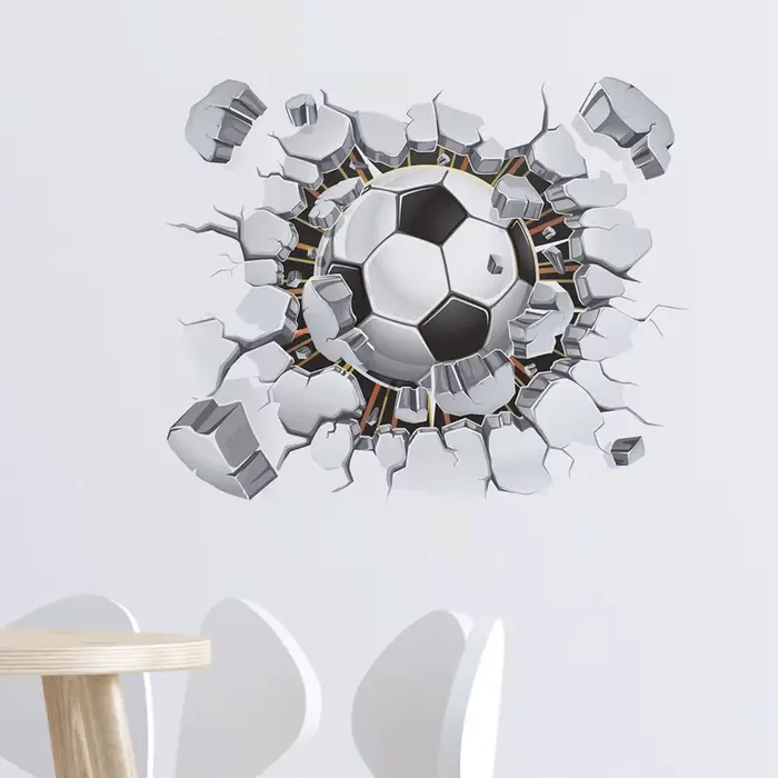 Autocollants muraux de Football muraux cassés créatifs