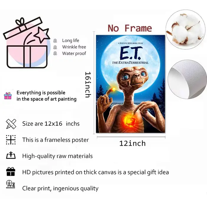 Film E.T. Affiche en toile de calligraphie de peinture extra-terrestre: sans plis