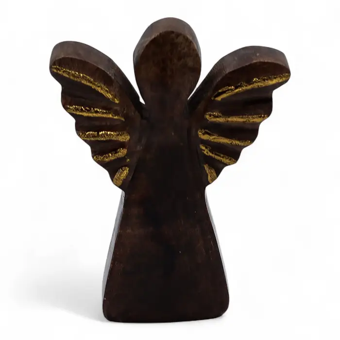 Small Mango Wood Angel - Gold Decor