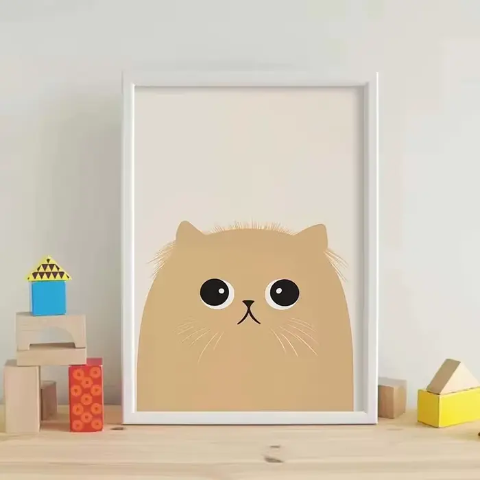 Affiche d'art minimaliste de chat mignon