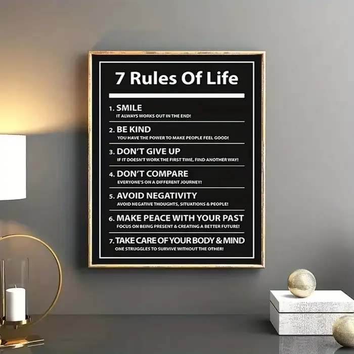 Affiche de citation de motivation de lettre de 7 règles de vie
