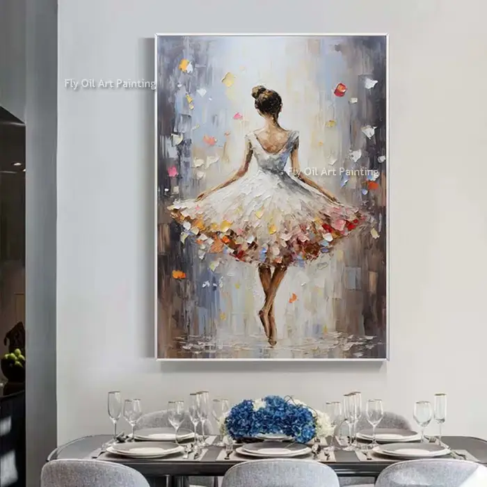 Peinture à l'huile sur toile de Ballet dansant de fille
