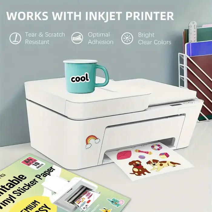 10 feuilles de papier autocollant en vinyle brillant A4