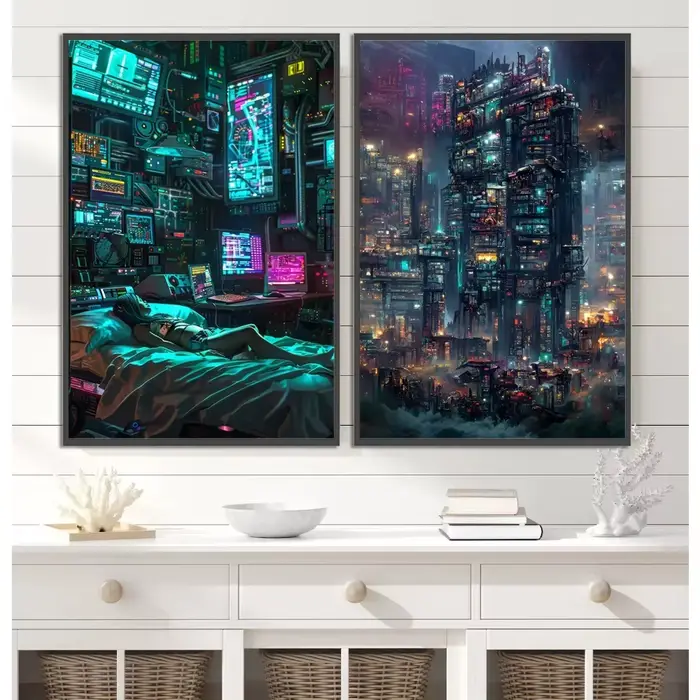 Affiches de ville Cyberpunk