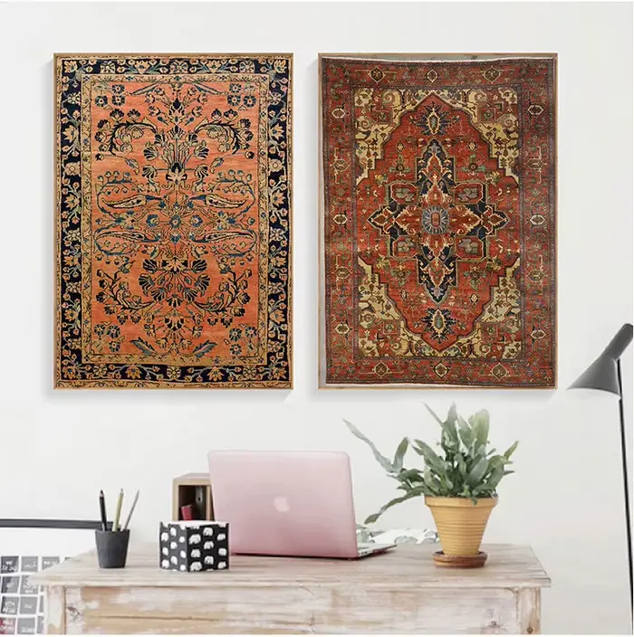 Affiches et impressions vintage à motif de tapis financièrement, art mural rétro, peinture sur toile, décoration d'intérieur antique, tapis persans