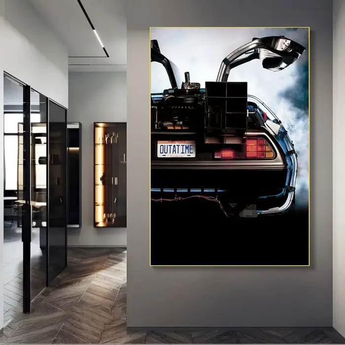 Film classique Clips retour vers le futur Delorean Time Machine affiche imprime décor à la maison scandinave minimaliste esthétique mur Art
