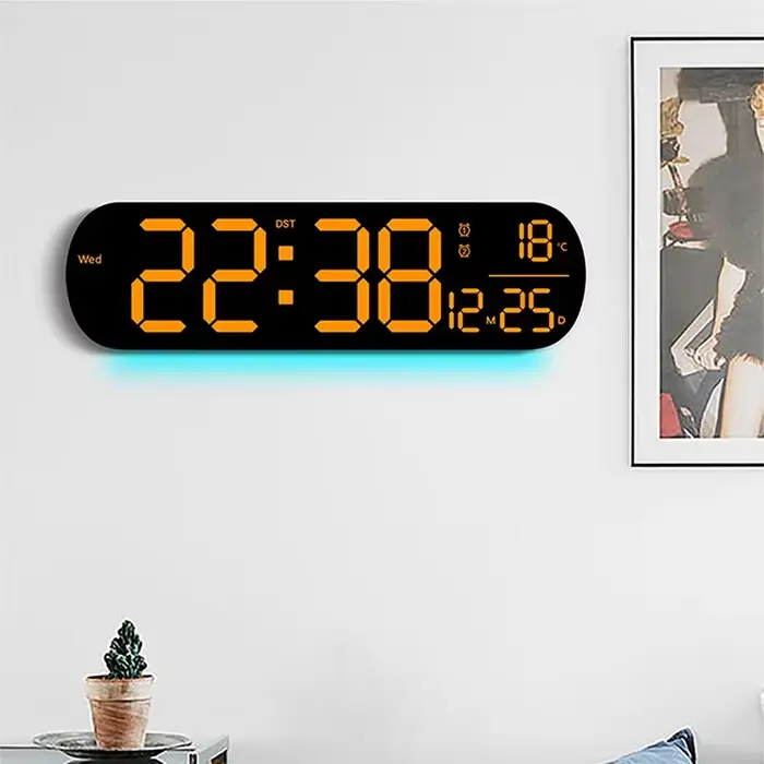 Horloge murale numérique lumineuse LED