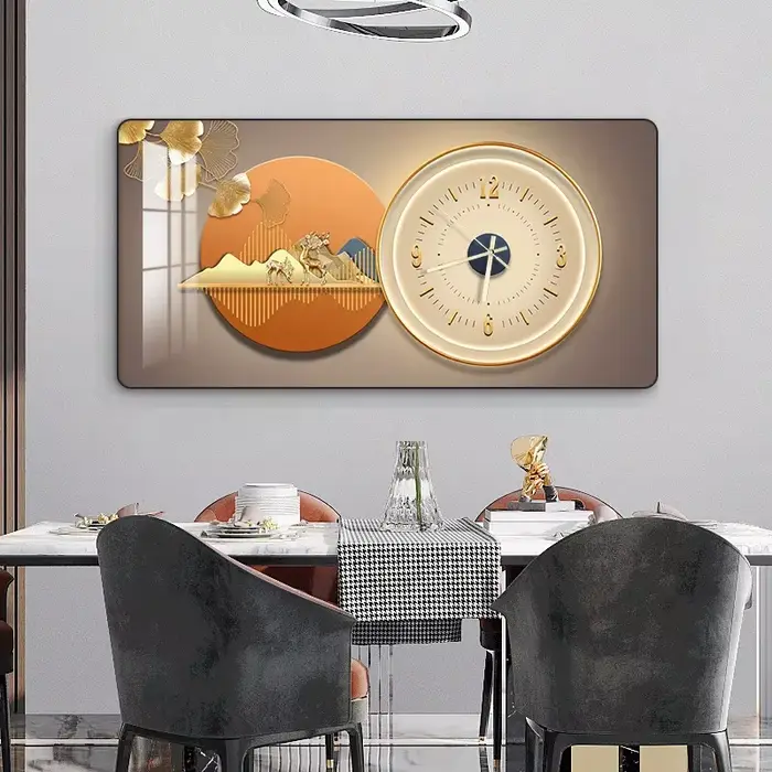 Horloge murale rectangulaire en porcelaine de cristal, peinture décorative pour la maison, restauran
