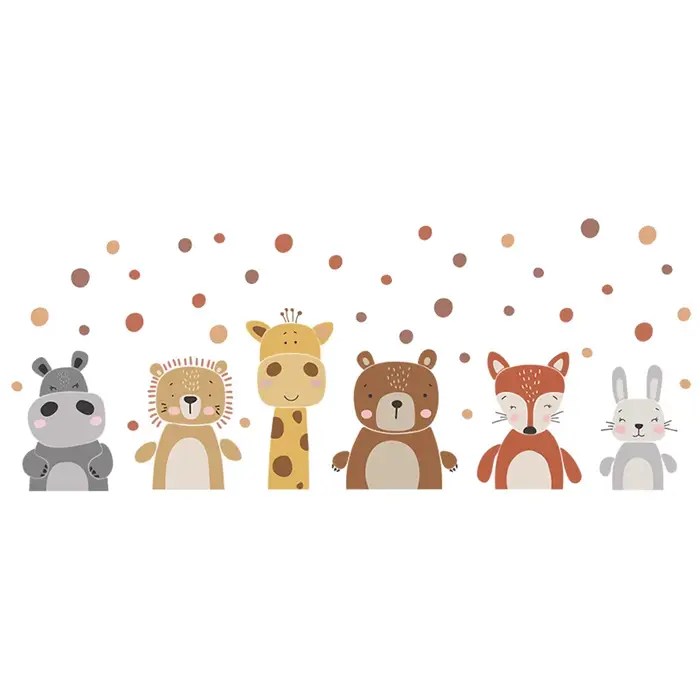 Boho mignon girafe ours animaux points autocollant mural pépinière vinyle enfants mur Art décalcoman