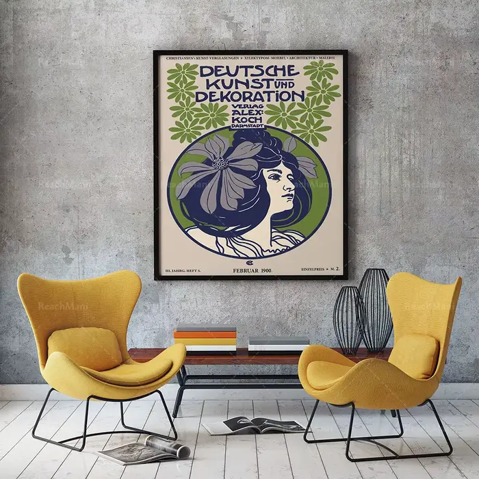 Ensemble d'affiches Art Nouveau de 3 imprimés de décoration féminine de Style rétro