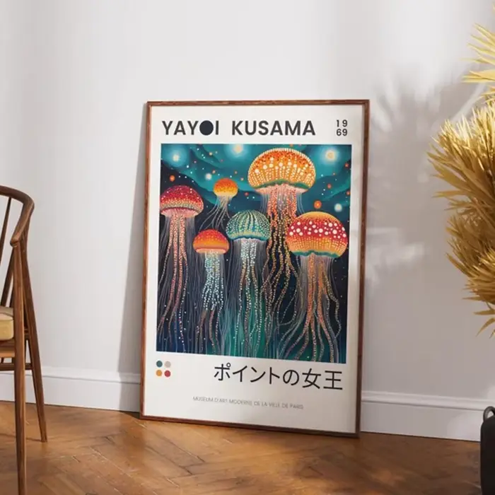 Yayoi Kusama affiche sur toile méduse Art, inspiration Kusama, art mural abstrait, impression japona
