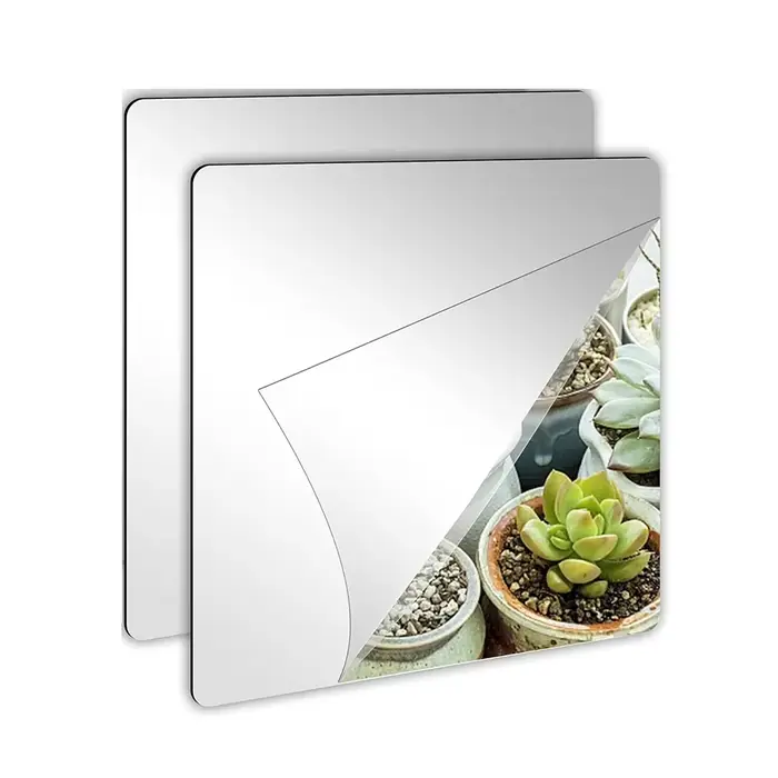 Miroir Carré Autocollant Mural en Acrylique Souple, Auto-Adhésif, pour Tout le Corps, pour le Maquil