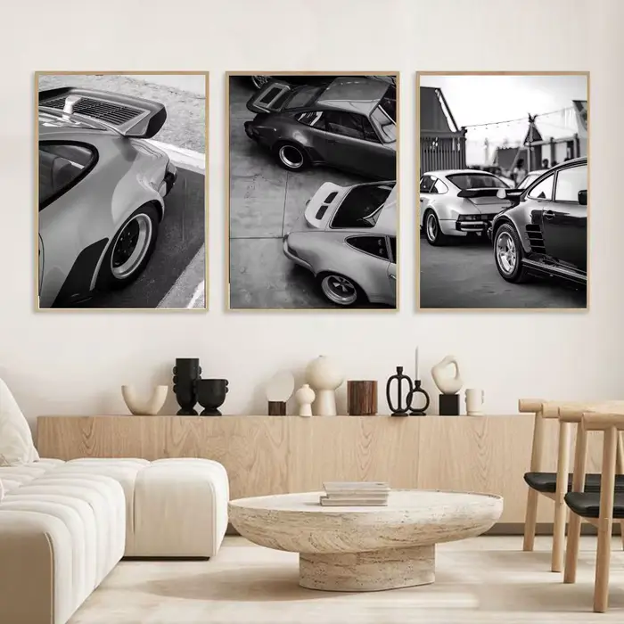 Affiche de véhicule de voiture de luxe noir et blanc