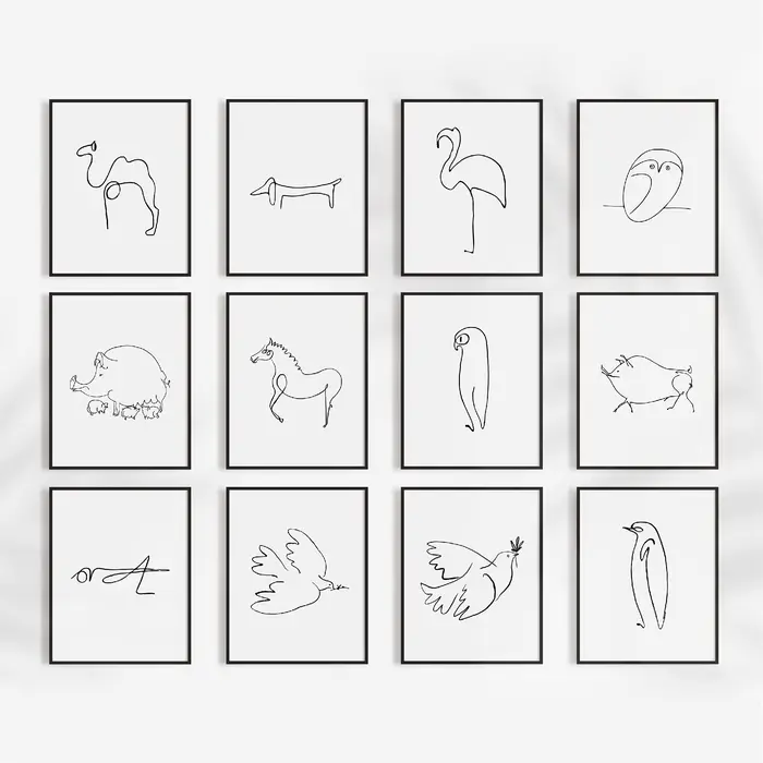 Pablo Picasso imprimer animaux Art abstrait une ligne dessins peinture photos croquis minimaliste mur Art impressions sur toile