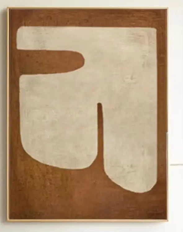 Peinture abstraite marron sur toile, art mural abstrait marron et beige, peinture géométrique beige 