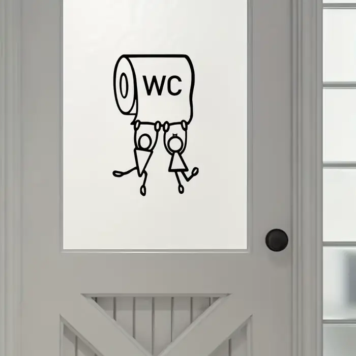 Autocollant mural «WC» en PVC
