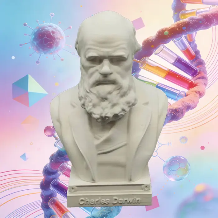 10 cm 15 cm 25 cm biologie et chimiste Darwin Mendeleev Pasteur Mendel Fleming Figure Statue 3D impr
