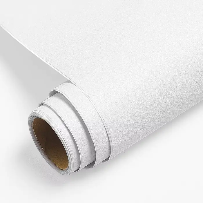 Papier peint auto-adhésif mat imperméable en vinyle blanc, autocollants pour meubles muraux, papier