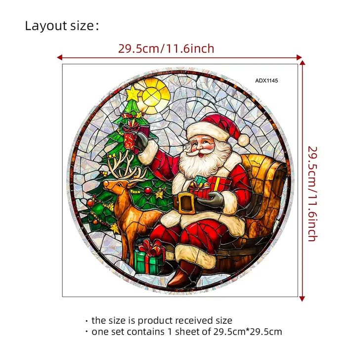 Autocollant électrostatique pour arbre de noël, père noël, fenêtre colorée, décoration de la maison,