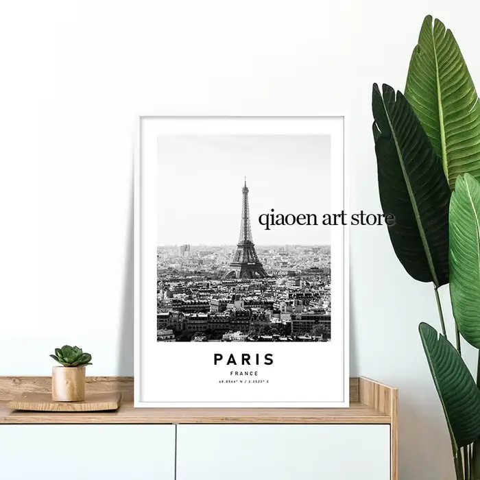 Affiche de Voyage en Noir et Blanc avec Architecture de Paris