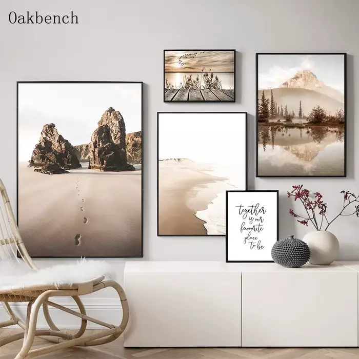 Toile d'art de paysage de montagne et de mer