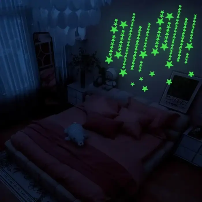 Autocollants muraux lumineux pour chambres d'enfants, sparadrap muraux de plafond d'étoiles et de po