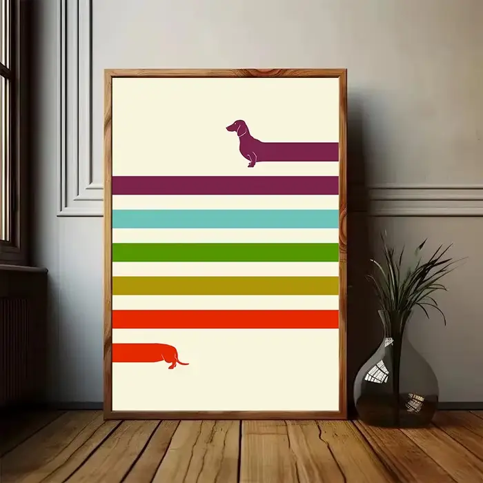 Affiche de chien teckel de dessin animé, peinture sur toile d'animal amusant, Art mural pour chambre d'enfants, décoration de maison Cuadros