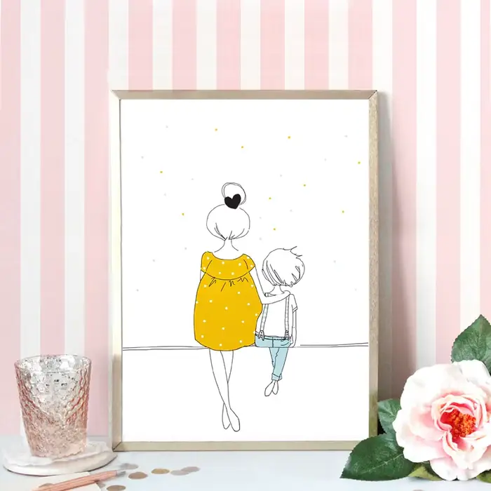 Peinture sur toile d'art mural de famille