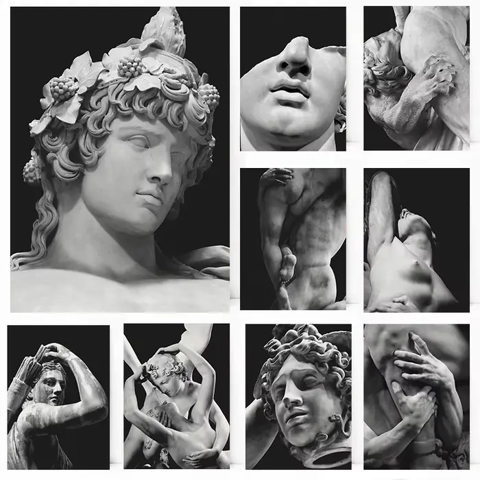 Affiche de sculpture corporelle de la mythologie grecque