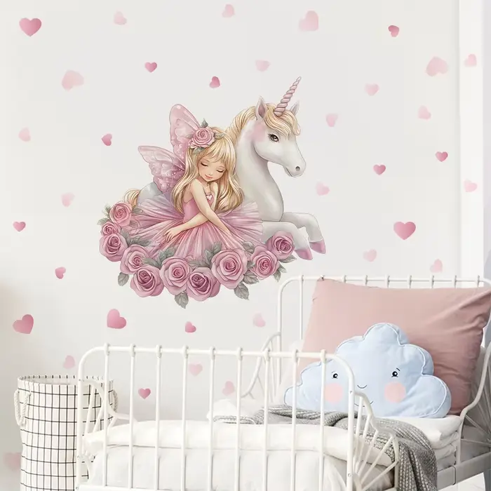 Autocollant mural licorne mignon pour chambre d'enfant