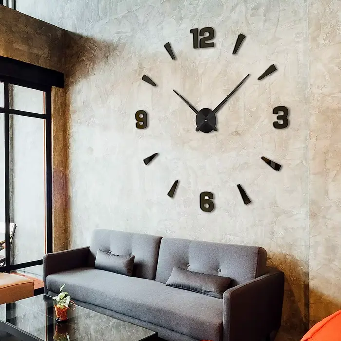 Grande Horloge Murale 3D Sans Cadre