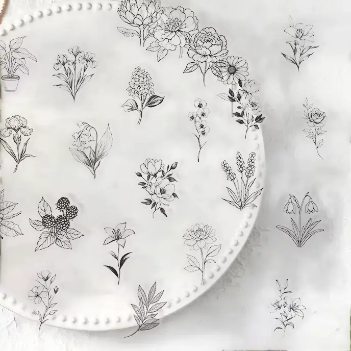 Autocollants à motifs de plantes noires et blanches