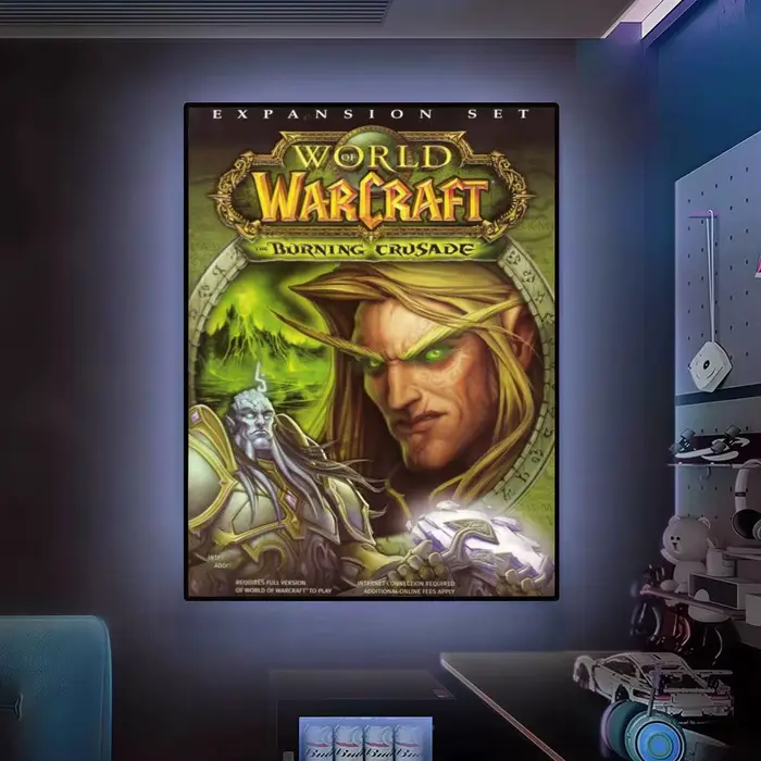 Affiche de jeu vidéo World of Warcraft, polyvalente, HD, imperméable, décoration murale auto-adhésiv