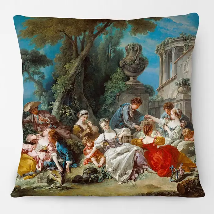 Housse de coussin décorative avec peinture de portrait d'art Rococo européen de François Boucher