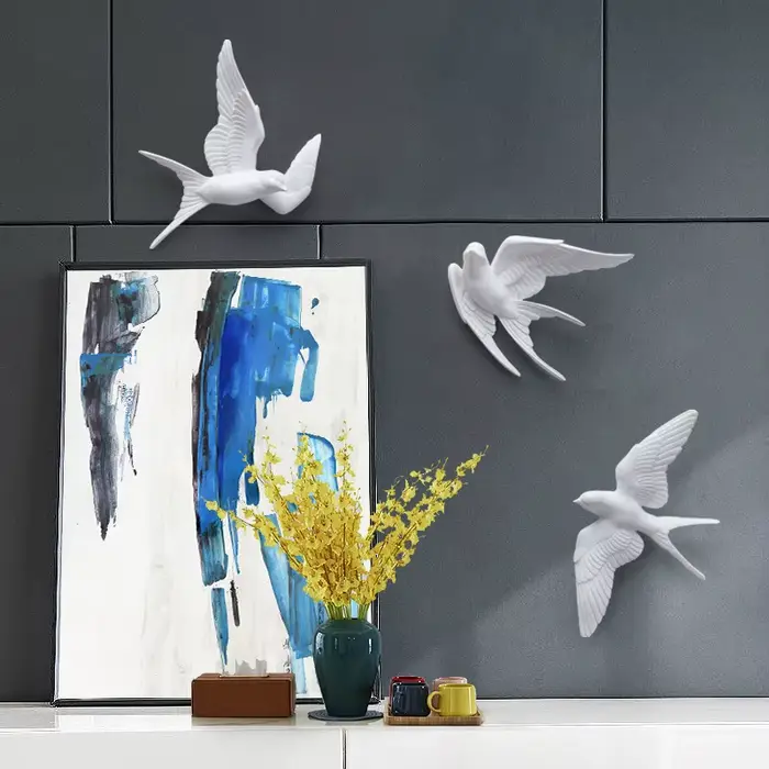 Décoration murale créative d'oiseau 3D
