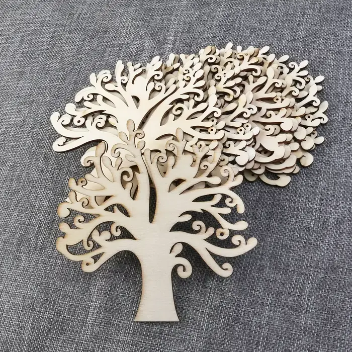 Peinture artisanale sculptée d'arbre de vie en bois