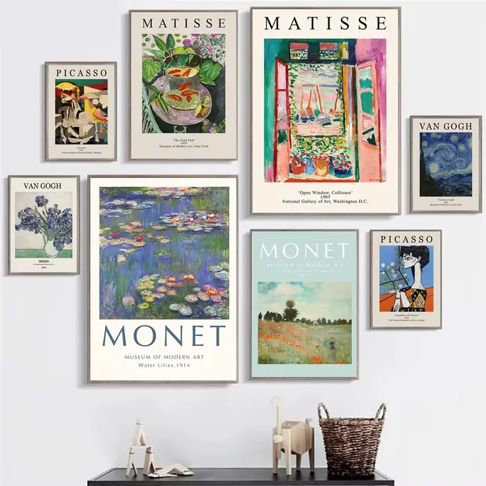 Affiche Vintage célèbre Van Gogh Monet Matisse Picasso