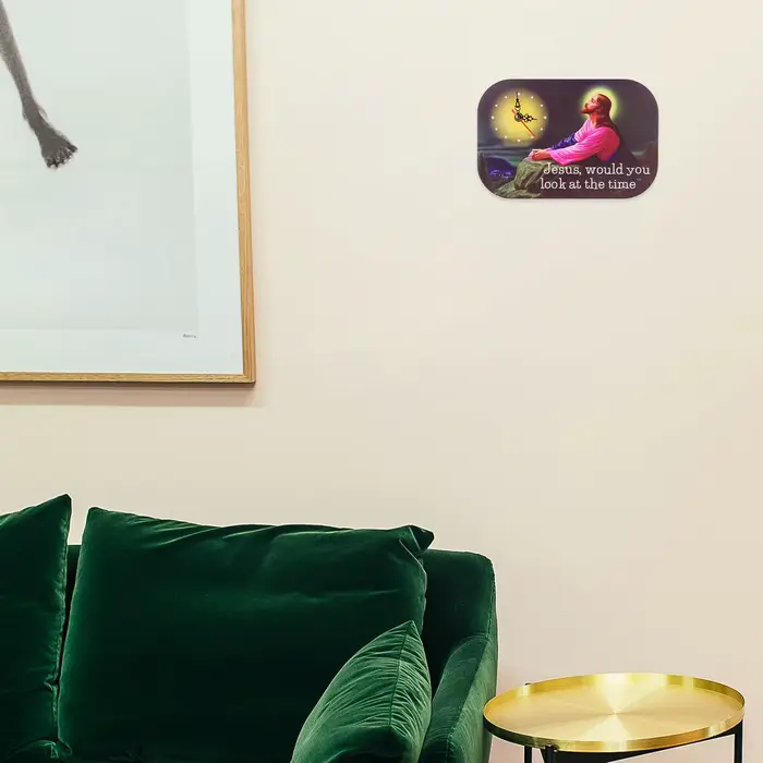 Horloge murale créative sans cadre à piles Jésus 2024 pour la décoration intérieure