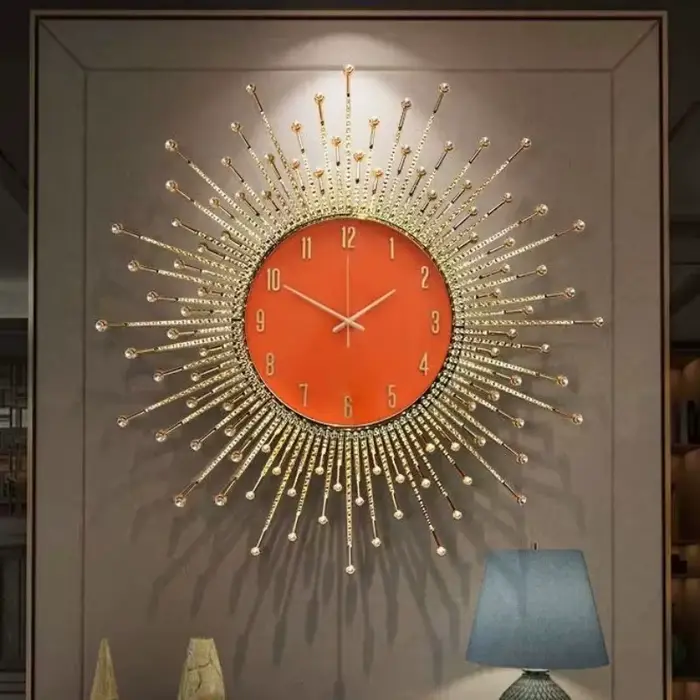 Horloge Murale de Luxe Nordique, Décoration Créative pour Salon, Horloge Murale Artistique, Mouvement Intégré, Décoration Intérieure, Reloj De Pared, Articles de Décoration Tendance