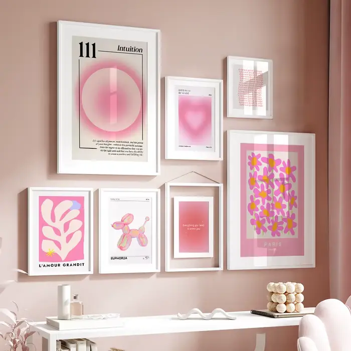 Affiche et imprimés de chiffres d'ange rose