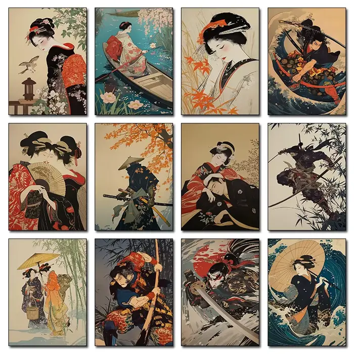Classique Ukiyoe rétro japonais samouraï