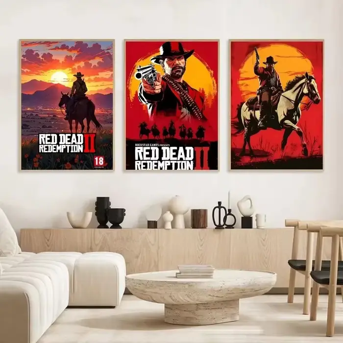 Affiche de jeu r-rouge Dead Redemption 2 RDR2, toile d'art HD, peinture, décoration de maison, salon, bar