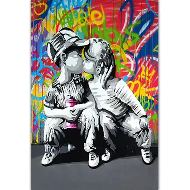 Banksy-Affiche murale avec graffiti, peinture sur toile, impressions abstraites, décoration de salon
