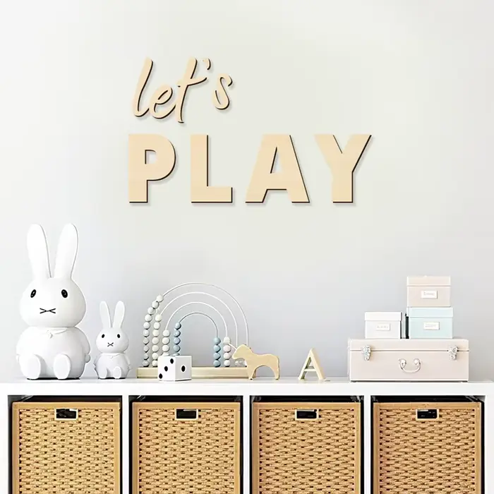 Let's Play – panneau mural en bois