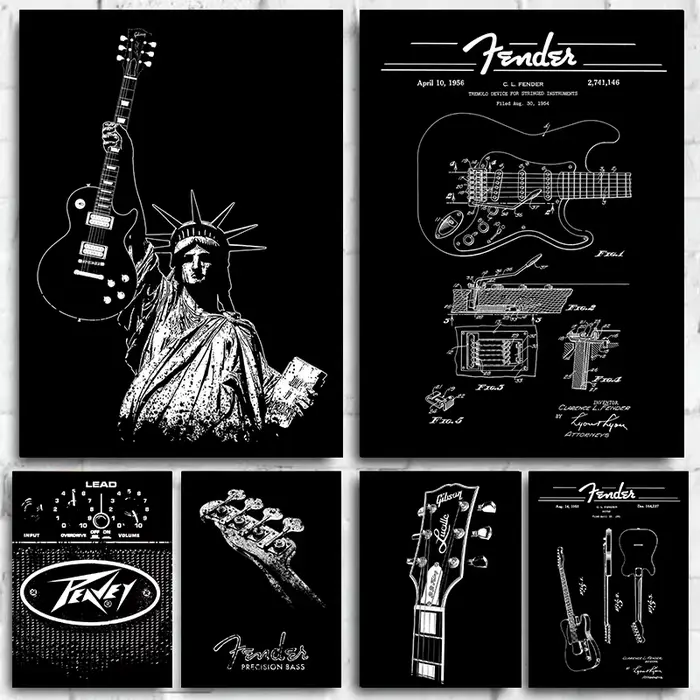 Affiche de dessin de guitare
