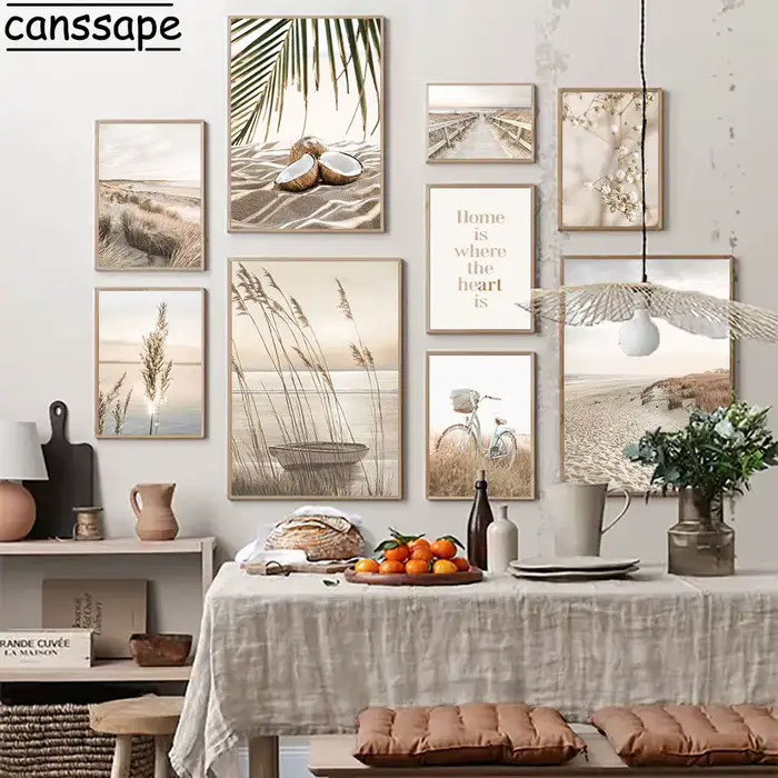 Beige Reed Pampa Toile Peinture