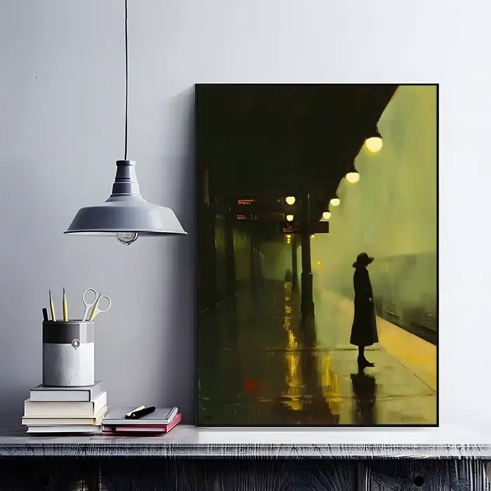 Affiches réalistes d'œuvres d'art d'Edward Hopper, autocollants rétro en papier Kraft, DIY, pour cha