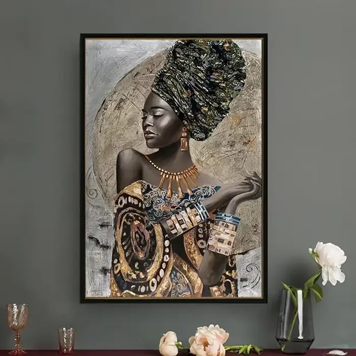 Peinture abstraite sur toile de femme noire africaine